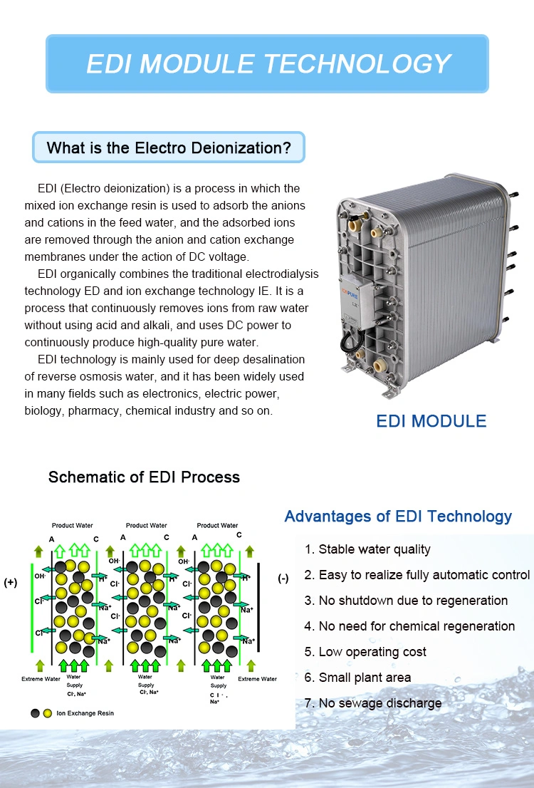 EDI Ultra Pure Water Plant RO Membrane EDI Water Treatment System
